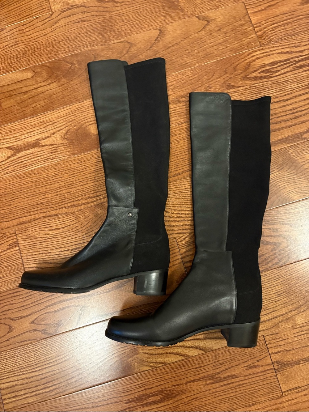 Stuart Weitzman Black Over-The-Knee Stretch & Leather Boots - Picture 4 of 10